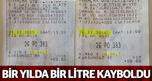 Bir yılda bir litre kayboldu