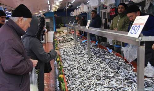 Bolu balık pazarında hamsinin fiyatları düştü
