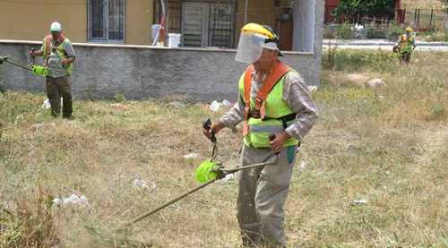 Boş arazilerdeki otlar temizleniyor