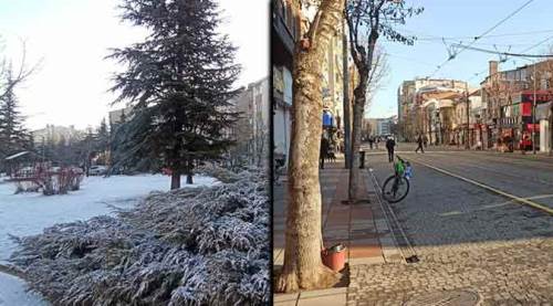 Bu fotoğraflar Eskişehir’de aynı gün çekildi!