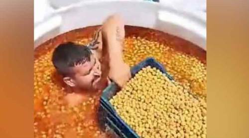 Bu kadarına da pes artık: Zeytin havuzuna çıplak girdi...