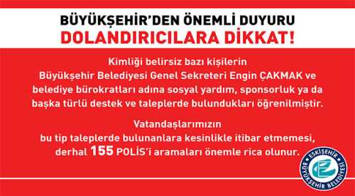 Büyükşehir yine uyardı