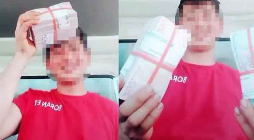 Çaldığı 300 bin lira ile böyle poz verince...