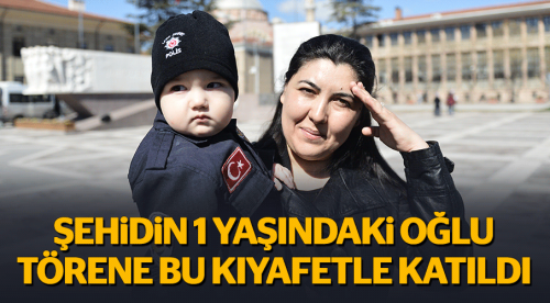 Çevik kuvvet kıyafetiyle törene katıldı