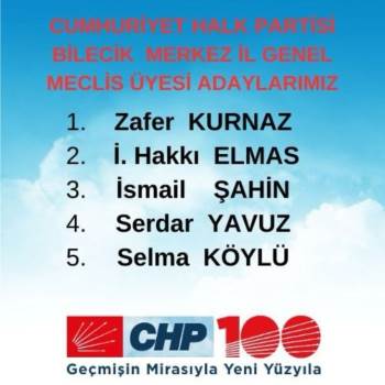 Chp Bilecik Merkez İlçe Başkanlığı Aday Sıralamasını Değiştirdi
