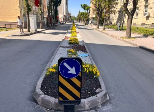Çiçeklerle güzelleşen caddeye vatandaşlardan tam not