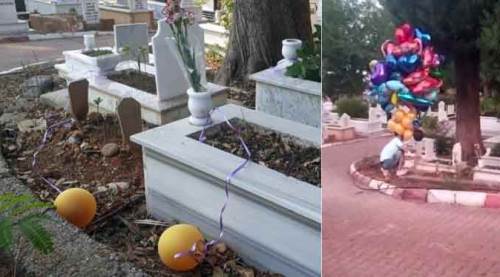 Çocuk mezarlarına balon bağladı, Türkiye'nin dört bir yanından...