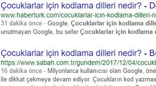 Çocuklar için kodlama dilleri doodle'ında güldüren hata