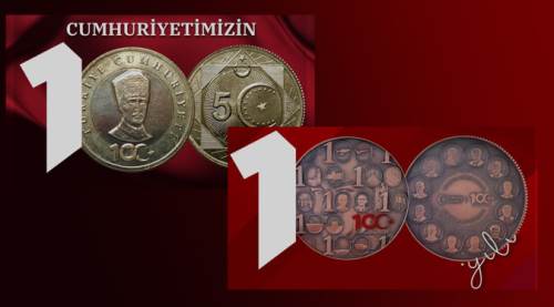 Cumhuriyetin 100. yılına özel hatıra parası ve 5 Türk lirası basıldı