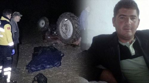 Devrilen traktörün altında can verdi