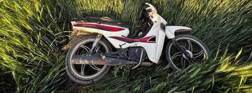 Direksiyon hakimiyetini kaybeden motosiklet sürücüsü tarlaya uçtu!