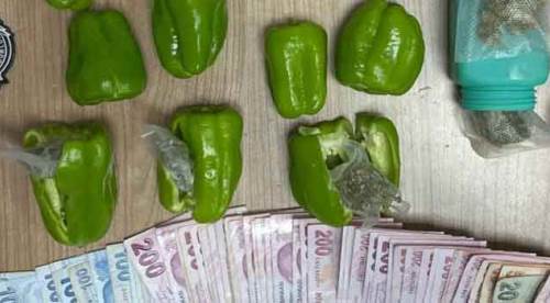 Dolma biberden uyuşturucu çıktı