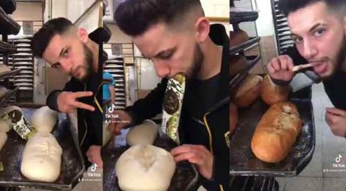 Ekmekle çirkin oyun mide bulandırdı!