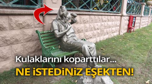 Eşek heykelinin kulaklarını koparttılar