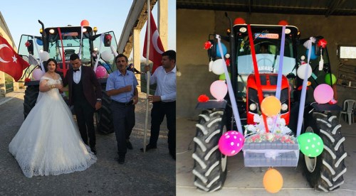 Eskişehir'de 20 traktörle evlilik teklifi