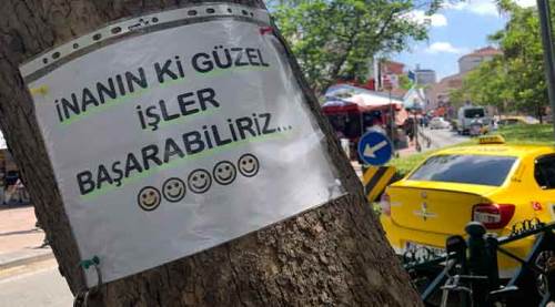 Eskişehir'de ağaçlarda gülümseten notlar!