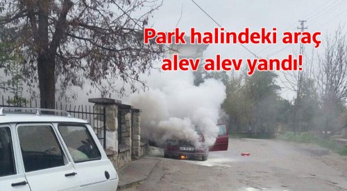 Eskişehir'de bir otomobil alev alev yandı