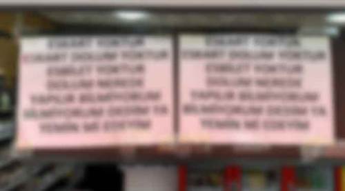 Eskişehir'de büfe camında şaşırtan yazı