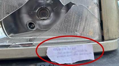 Eskişehir'de çarptığı araca bu notu bırakıp gitti