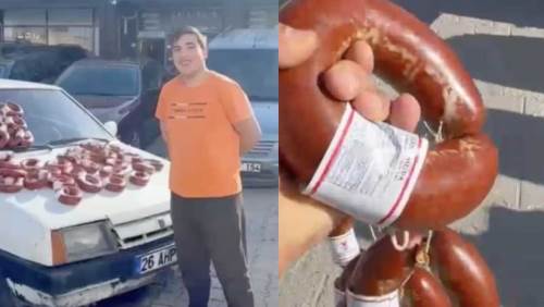 Eskişehir’de çok konuşulan takas! Parayla değil, 100 kilo sucukla otomobil aldı...