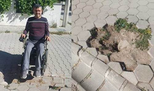 Eskişehir’de engelli rampasının önünde tehlike! 1 buçuk aydır onarım bekliyor