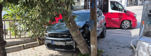 Eskişehir’de faciadan dönüldü! Otomobil ağaca çarptı