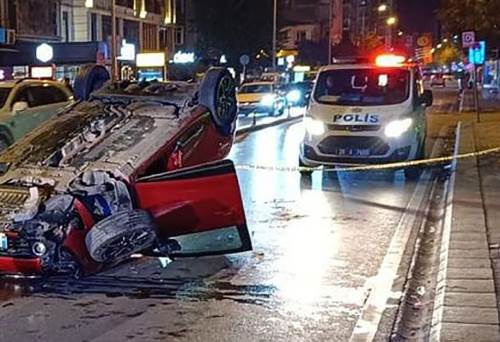Eskişehir'de feci kaza: Otomobil takla attı!