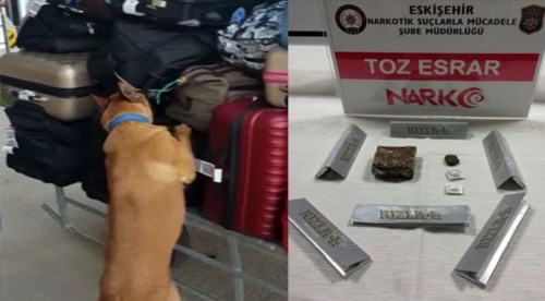 Eskişehir'de gurbetçinin bavulundan esrar çıktı
