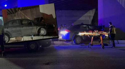 Eskişehir'de korkutan kaza: Köprünün altında sıkıştılar!