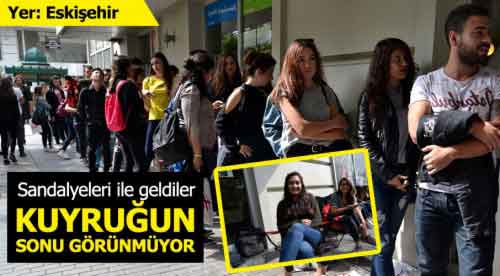 Eskişehir'de metrelerce kayıt kuyruğu