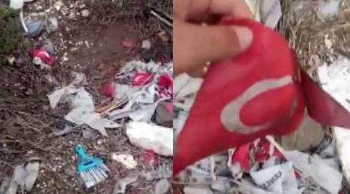 Eskişehir'de öfkelendiren manzara: Bayrak çöpe atılır mı