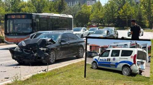 Eskişehir'de peş peşe kaza! Polis aracı ile otomobil çarpıştı, 6 yaralı