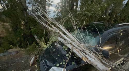 Eskişehir'de şiddetli rüzgar aracı hurdaya çevirdi!