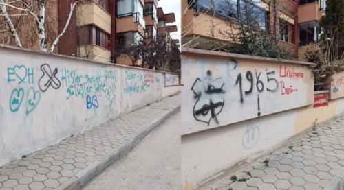 Eskişehir'de site duvarları vandalların hedefi