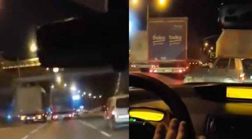  Eskişehir'de tıra yol vermek istemeyince... 