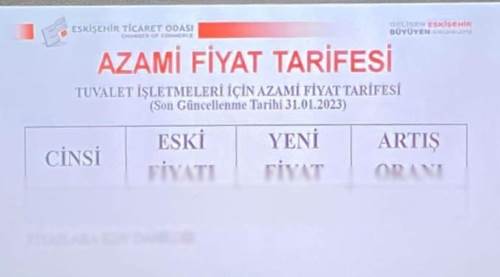 Eskişehir'de tuvalet fiyatlarına dev zam! İşte yeni tarife