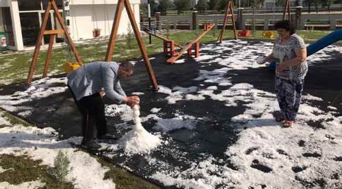 Eskişehir'de yazın ortasında ilginç görüntüler...