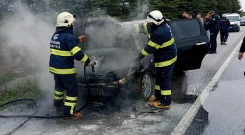 Eskişehir'de yolun ortasında alev aldı!