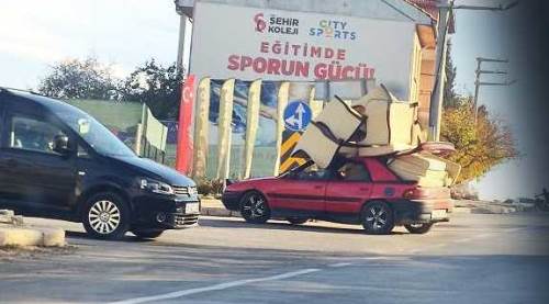 Eskişehir'deki tehlikeli taşıma sürücüleri hayrete düşürdü