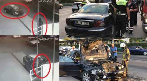 Eskişehir plakalı araçla polisten kaçarken servis bekleyen kadına çarptılar!