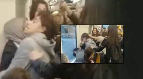 Eskişehir tramvayında akıl almaz olay: İşte saç saça baş başa kavga anları...