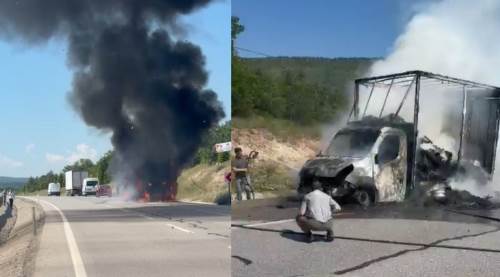 Eskişehir yolunda korkutan yangın: Seyir halindeki kamyon küle döndü!
