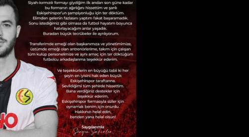 Eskişehirspor'a veda mesajı