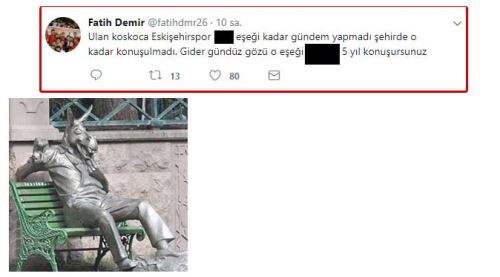 Eskişehirspor taraftarından eşek heykelli tepki!