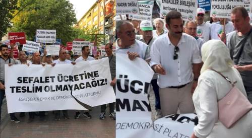 Eylemcilerin pankartı yırtıldı