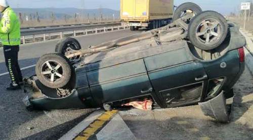 Faciadan dönüldü! Araç böyle takla attı...