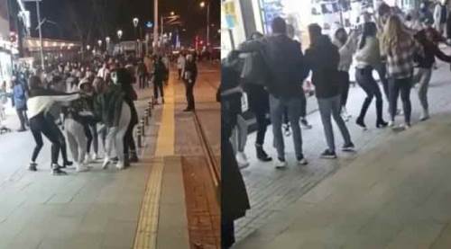 Genç kızların "sevgili" kavgası kamerada!