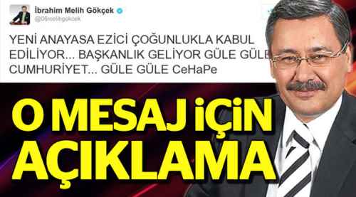 Gökçek'ten o mesaja açıklama