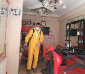 Hisarcık’Ta Berber Ve Kuaförler Dezenfekte Edildi
