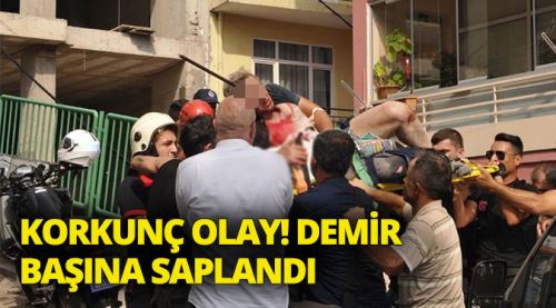 İnşattan düşen işçinin başına demir saplandı